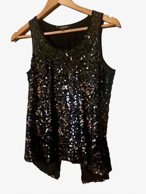 Women's Express Black Sequin Tank Top Size XS